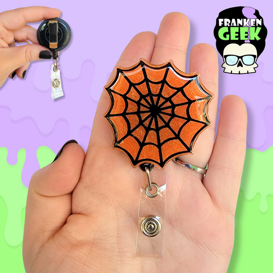 Spiderweb Retractable Halloween Badge Reel