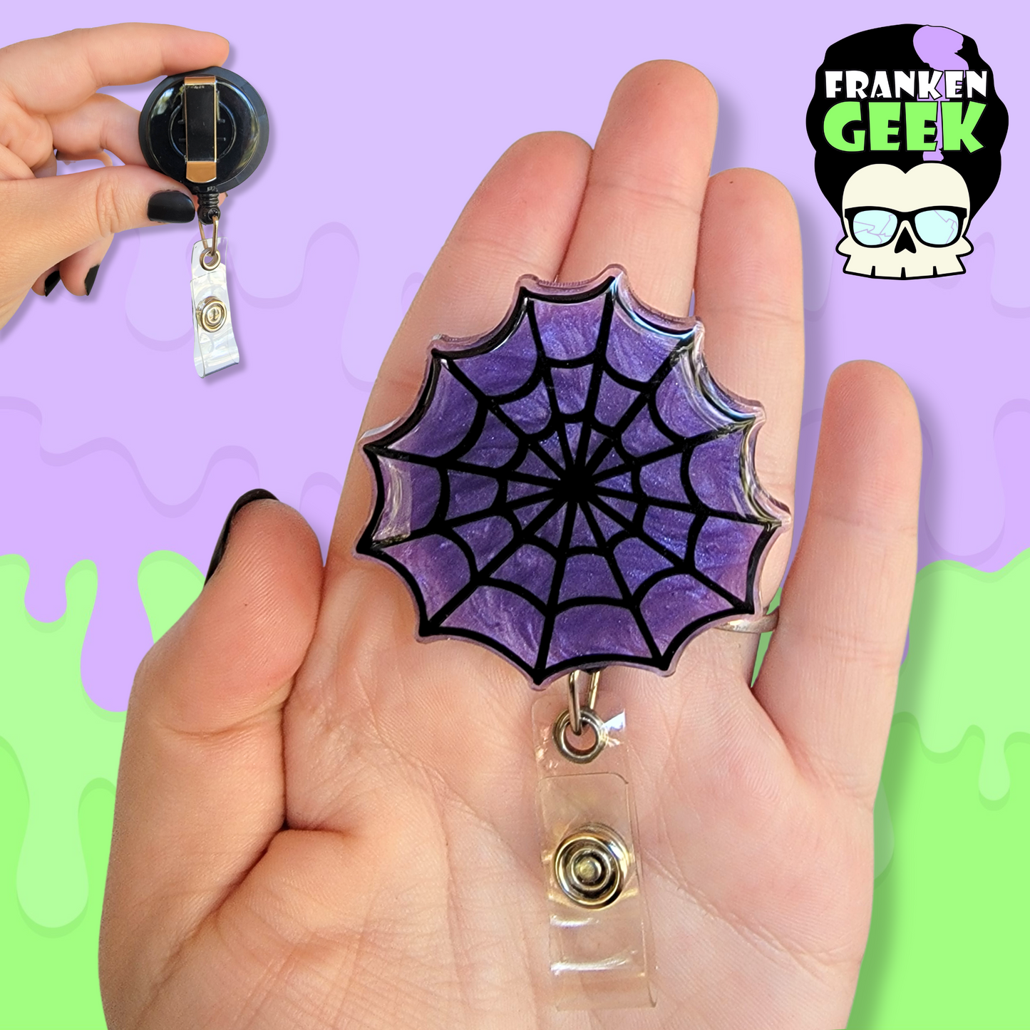 Spiderweb Retractable Halloween Badge Reel