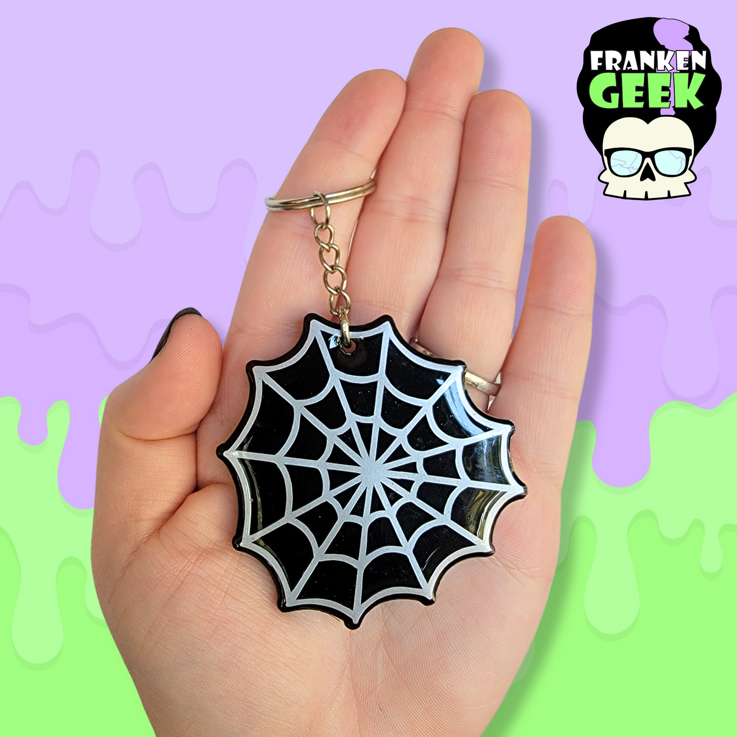 Spiderweb Acrylic and Resin Web Keychain Bag Charm