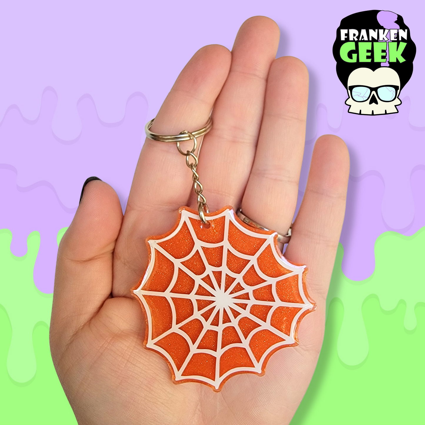 Spiderweb Acrylic and Resin Web Keychain Bag Charm