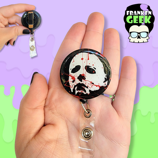 Blood Splatter Halloween Slasher Boi Retractable Horror Badge Reel