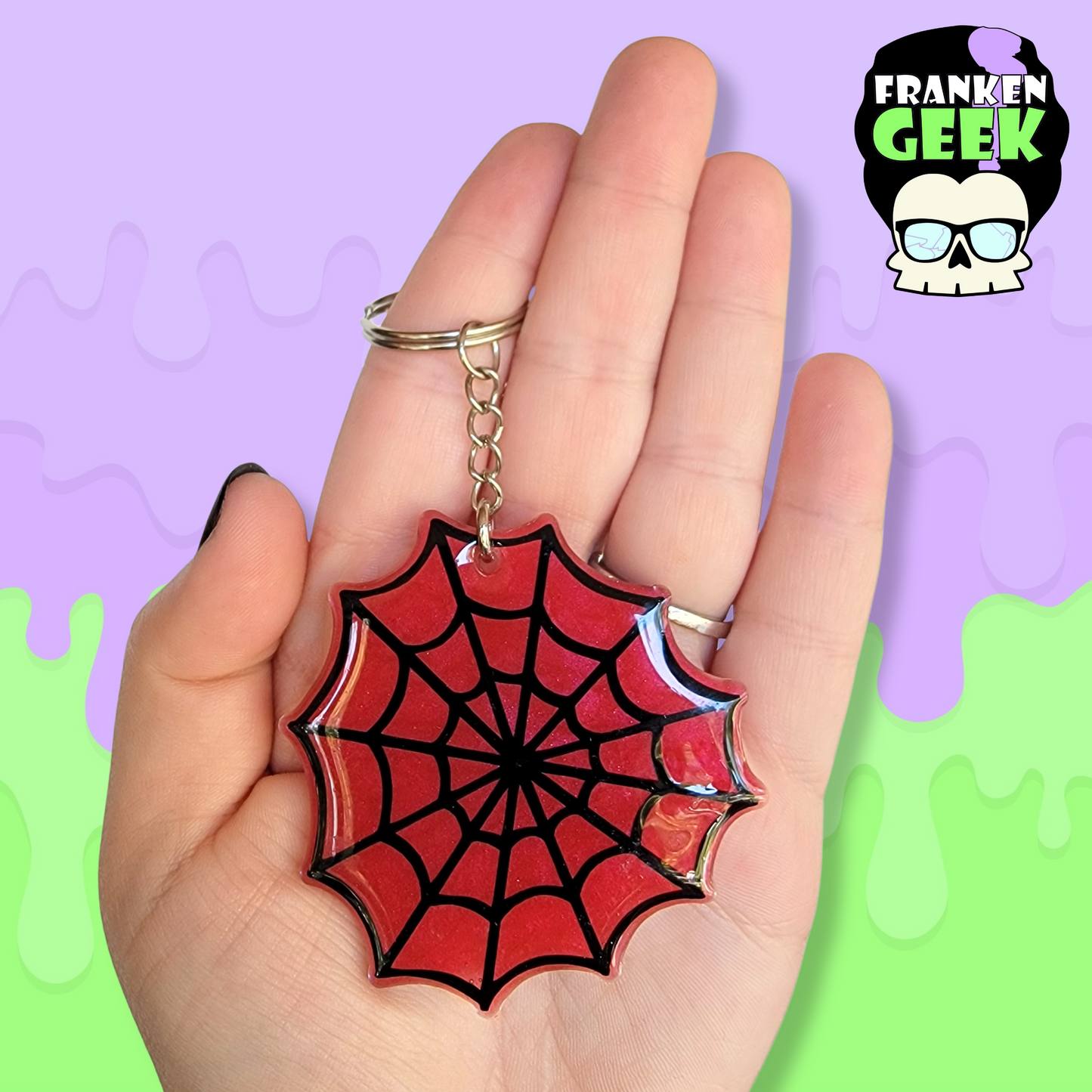 Spiderweb Acrylic and Resin Web Keychain Bag Charm