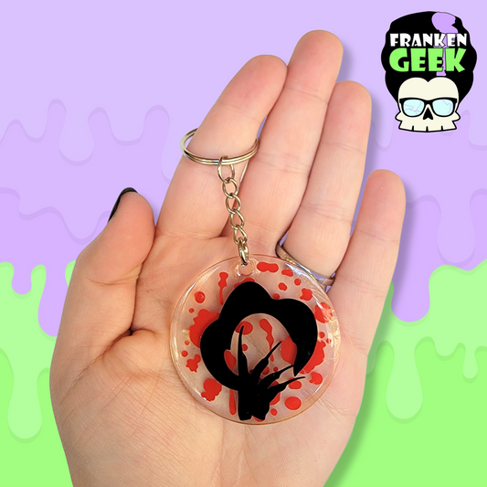 Blood Splatter Nightmare Demon Acrylic and Resin Horror Keychain Bag Charm