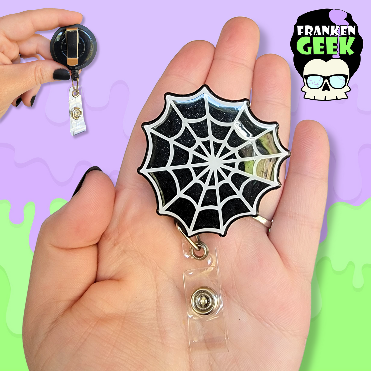 Spiderweb Retractable Halloween Badge Reel