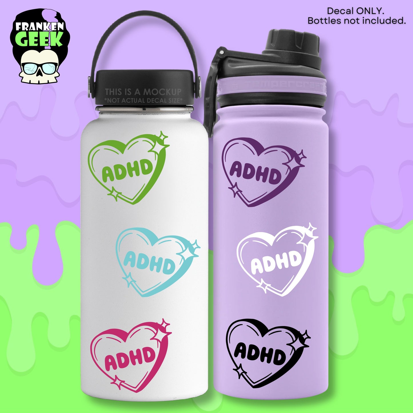 ADHD Sparkle Candy Heart Mini Vinyl Decal