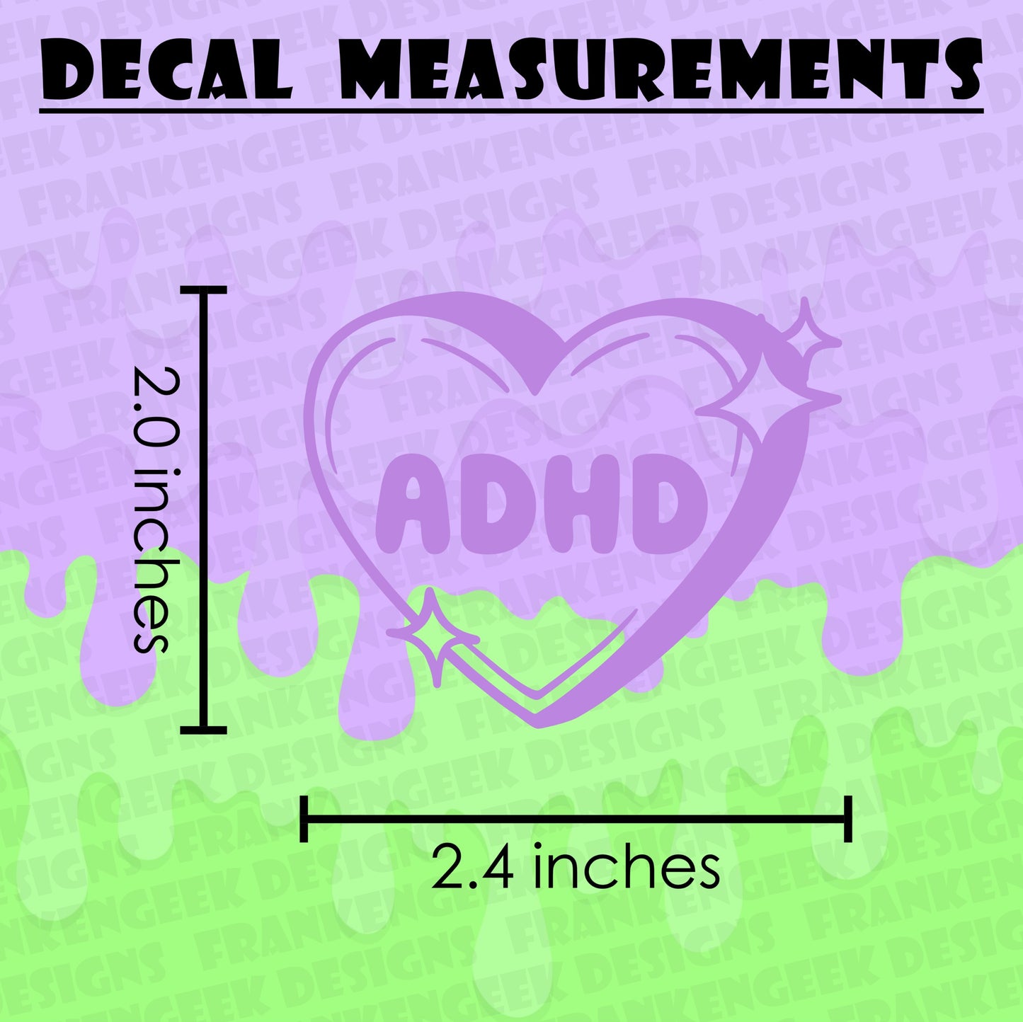 ADHD Sparkle Candy Heart Mini Vinyl Decal