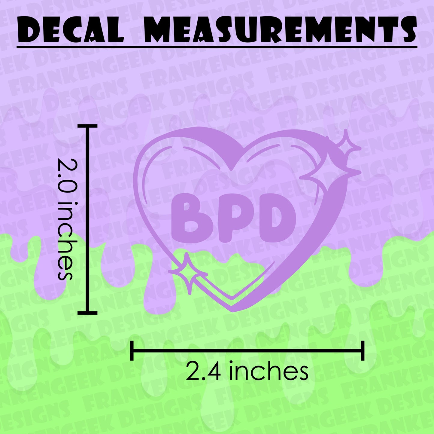 BPD Sparkle Candy Heart Mini Vinyl Decal