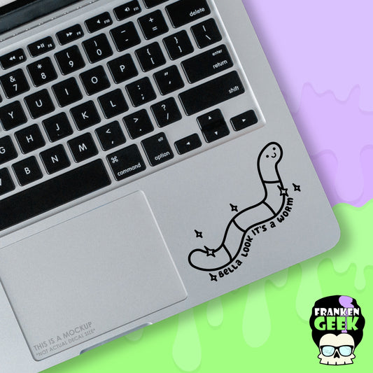 Bella Look It's a Worm Small Vinyl Decal