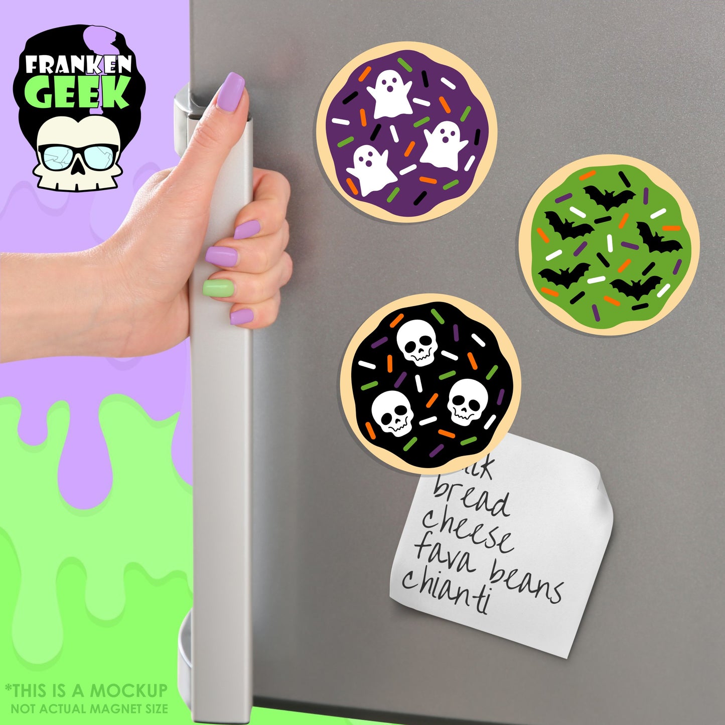 Halloween Sprinkle Cookies Small Layered Vinyl Magnet 3pc Set