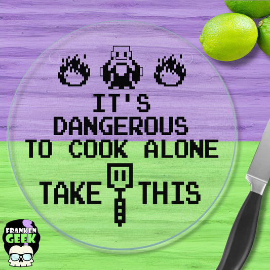 It's Dangerous to Cook Alone Glass Trivet/Cutting Board