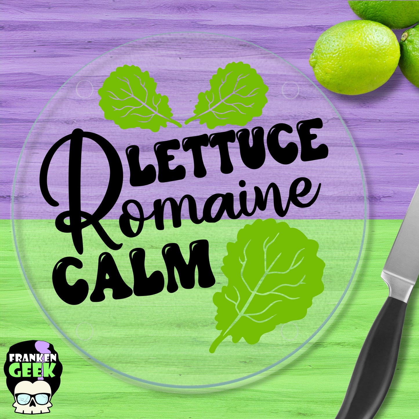 Lettuce Romaine Calm Funny Glass Trivet/Cutting Board