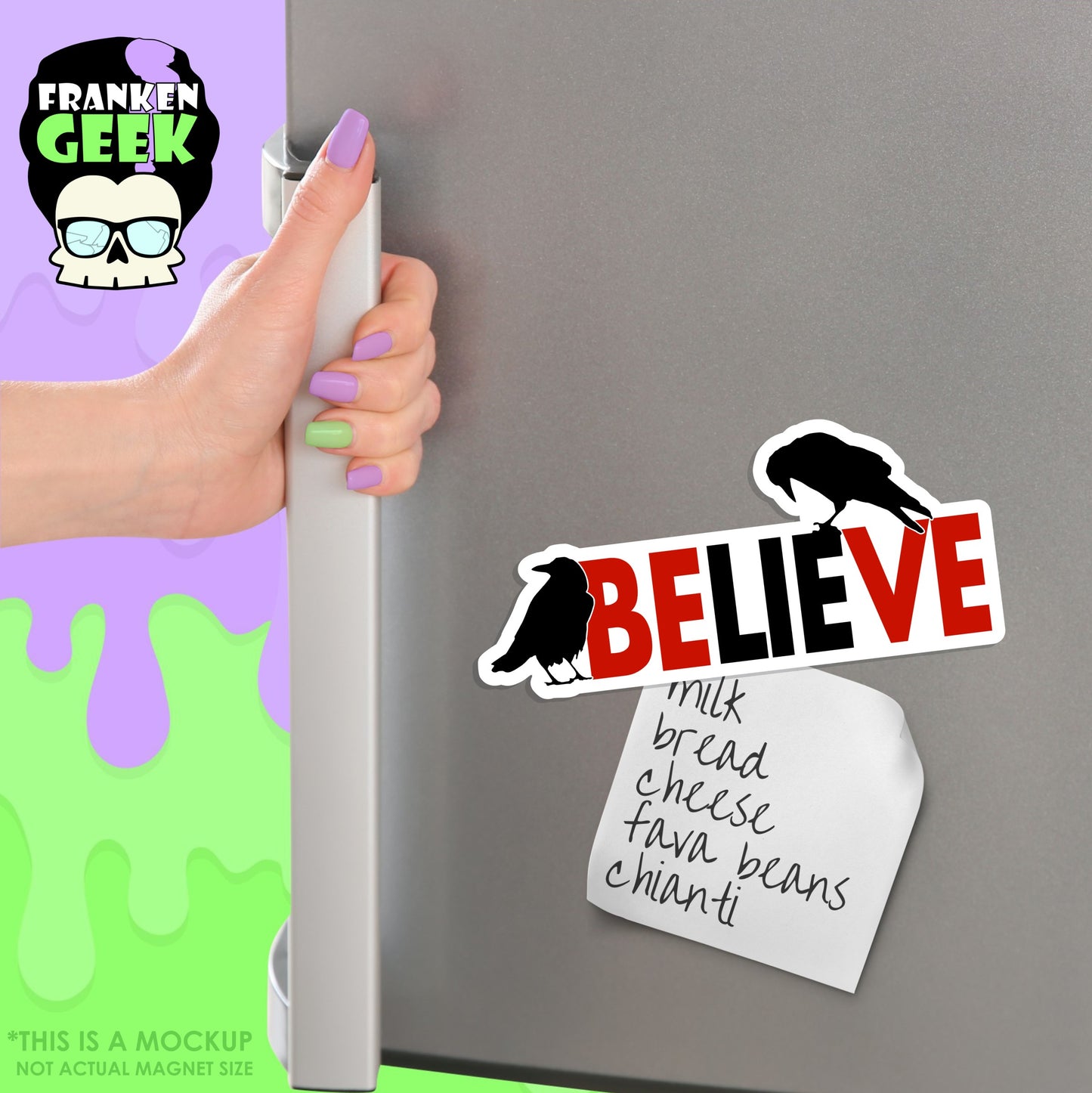 Believe/Lie Ravens Layered Vinyl Bookish Magnet