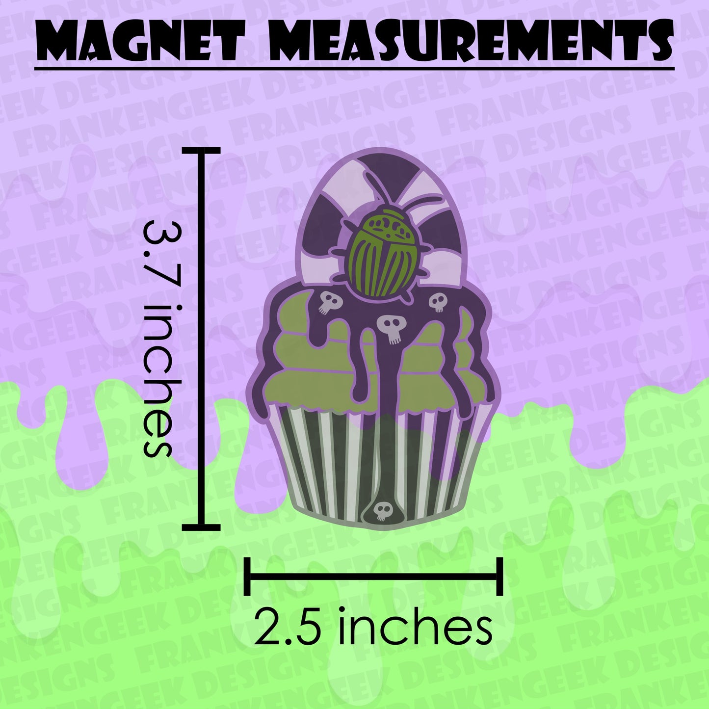 Beetlejuice-Inspired Cupcake Layered Vinyl Horror Magnet