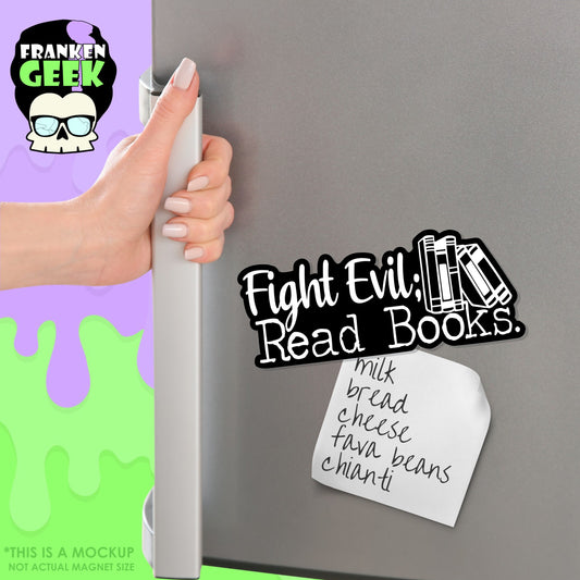 Fight Evil Read Books Layered Vinyl Bookish Magnet