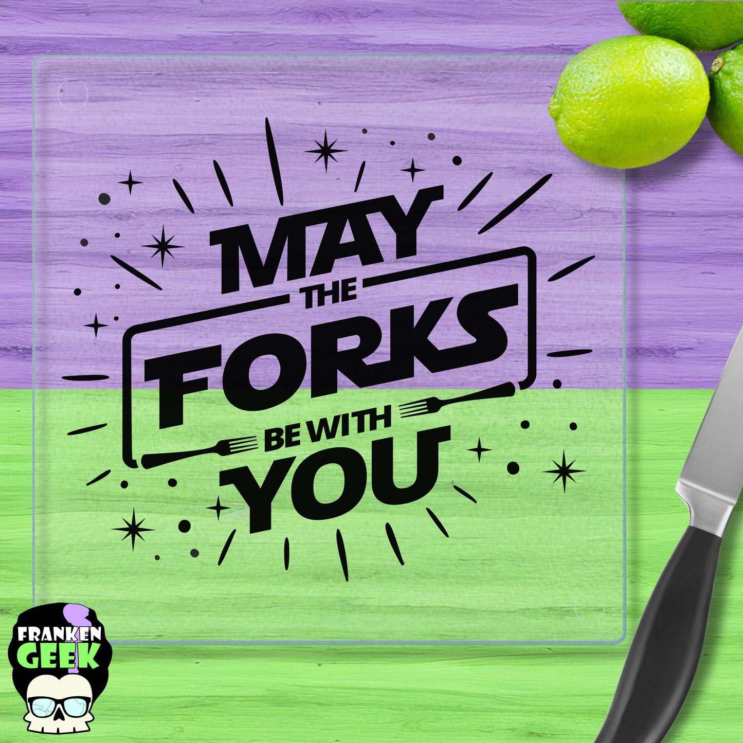 May the Forks Be With You Sci-fi Glass Trivet/Cutting Board