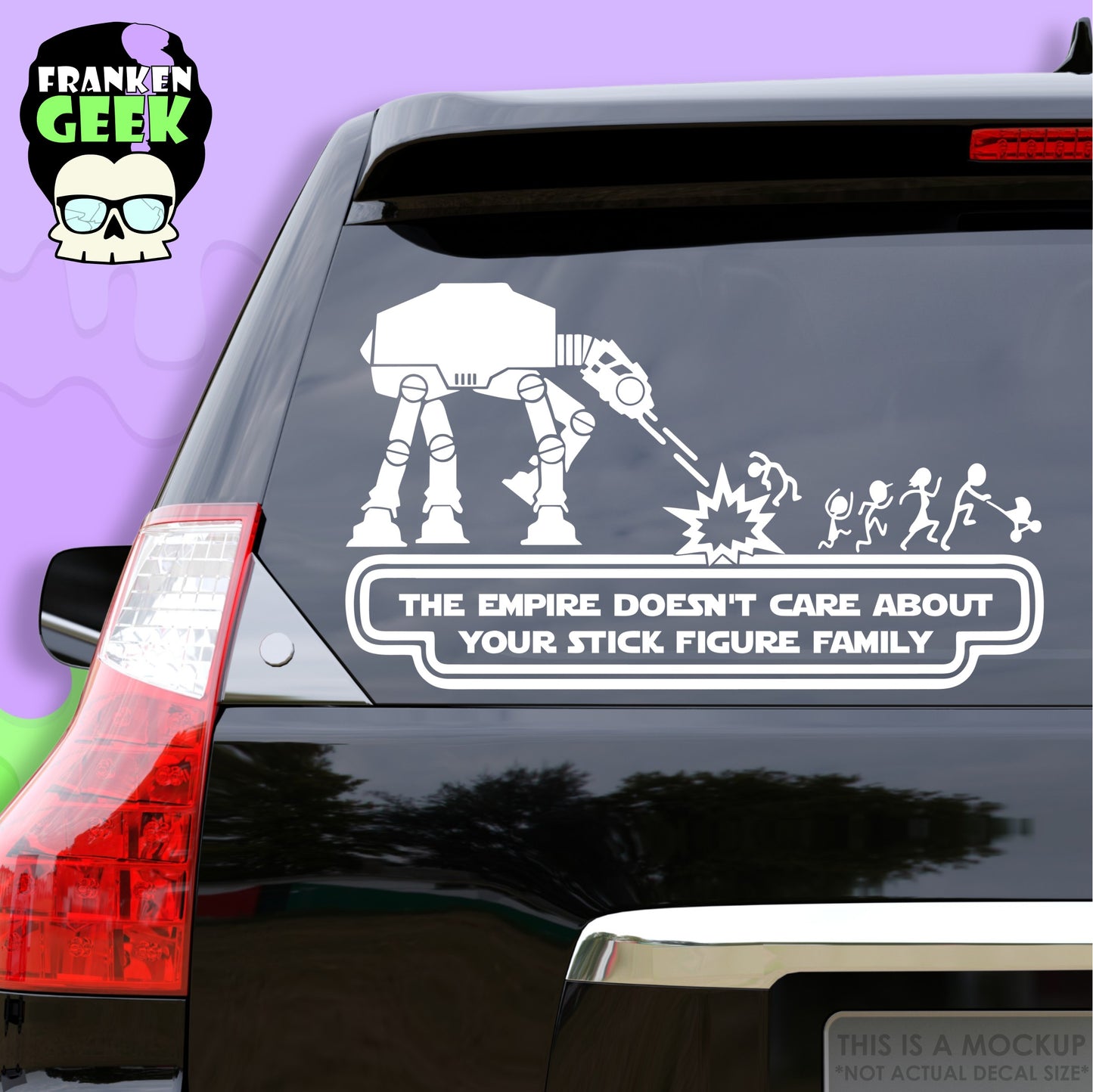 The Empire Doesn't Care About Your Stick Figure Family Vinyl SciFi Vehicle Decal