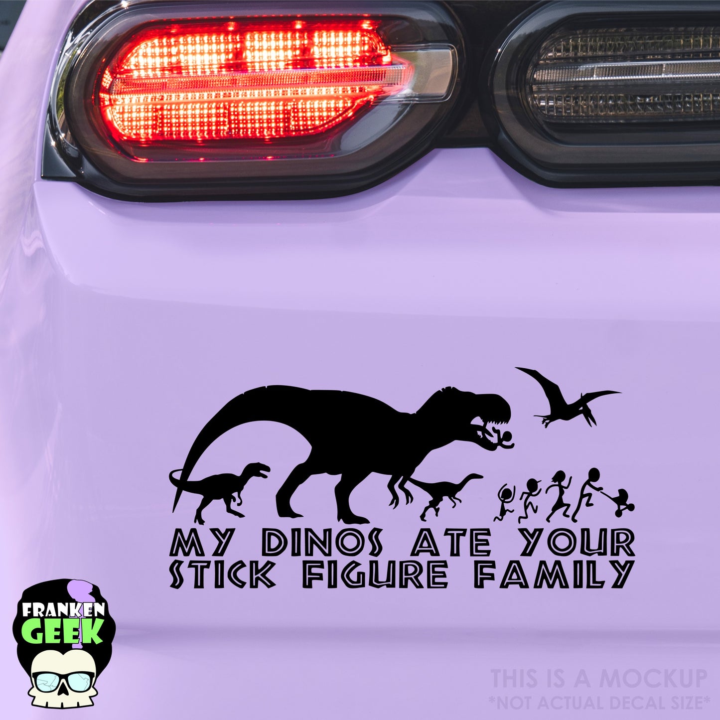 My Dinos Ate Your Stick Figure Family Vinyl Horror Vehicle Decal