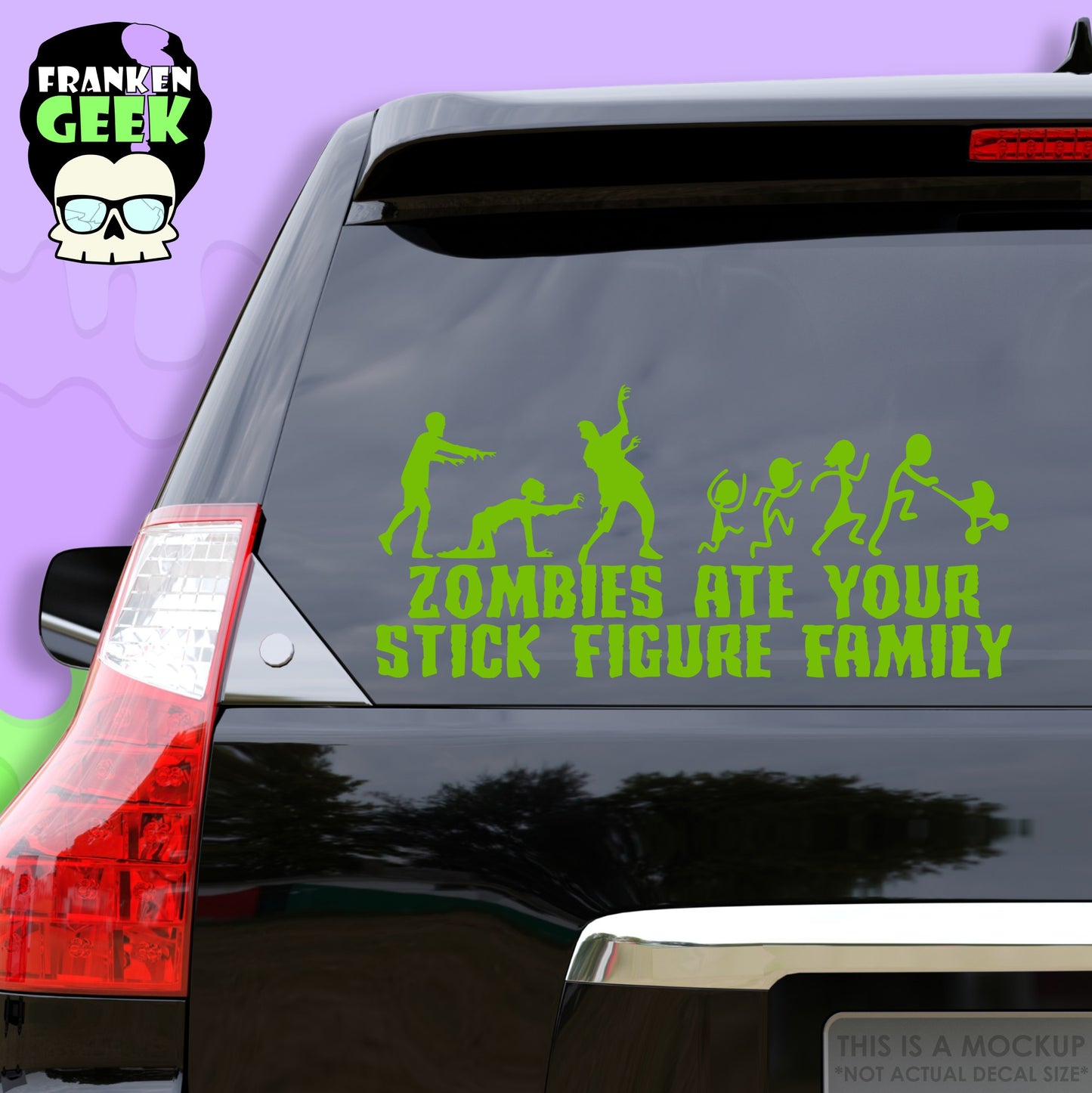 Zombies Ate Your Stick Figure Family Vinyl Horror Vehicle Decal