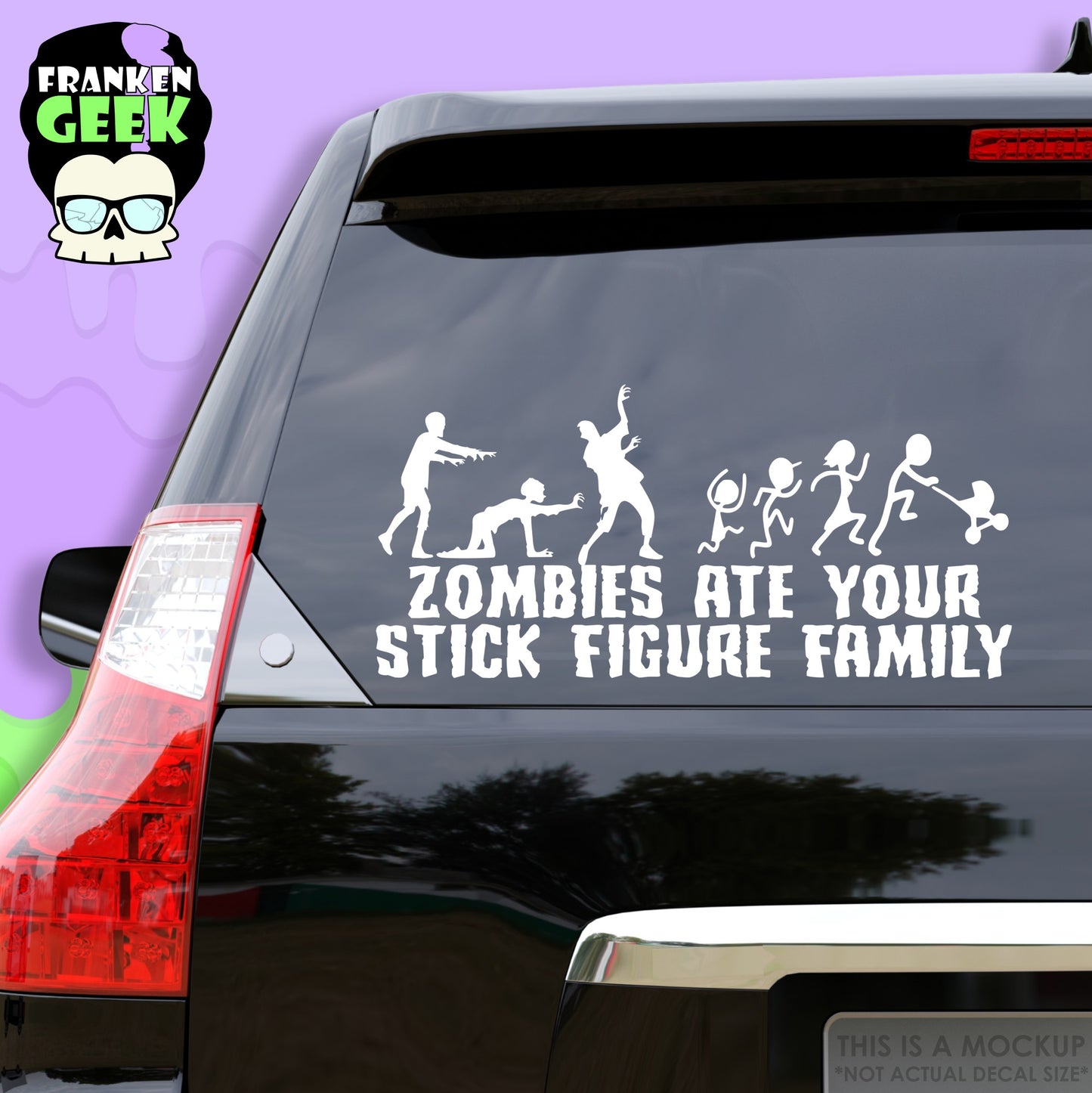 Zombies Ate Your Stick Figure Family Vinyl Horror Vehicle Decal