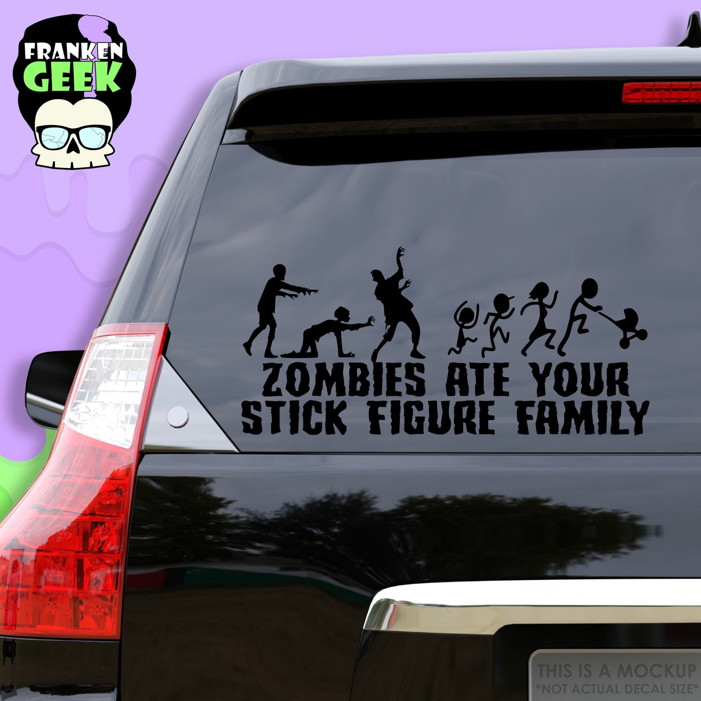 Zombies Ate Your Stick Figure Family Vinyl Horror Vehicle Decal